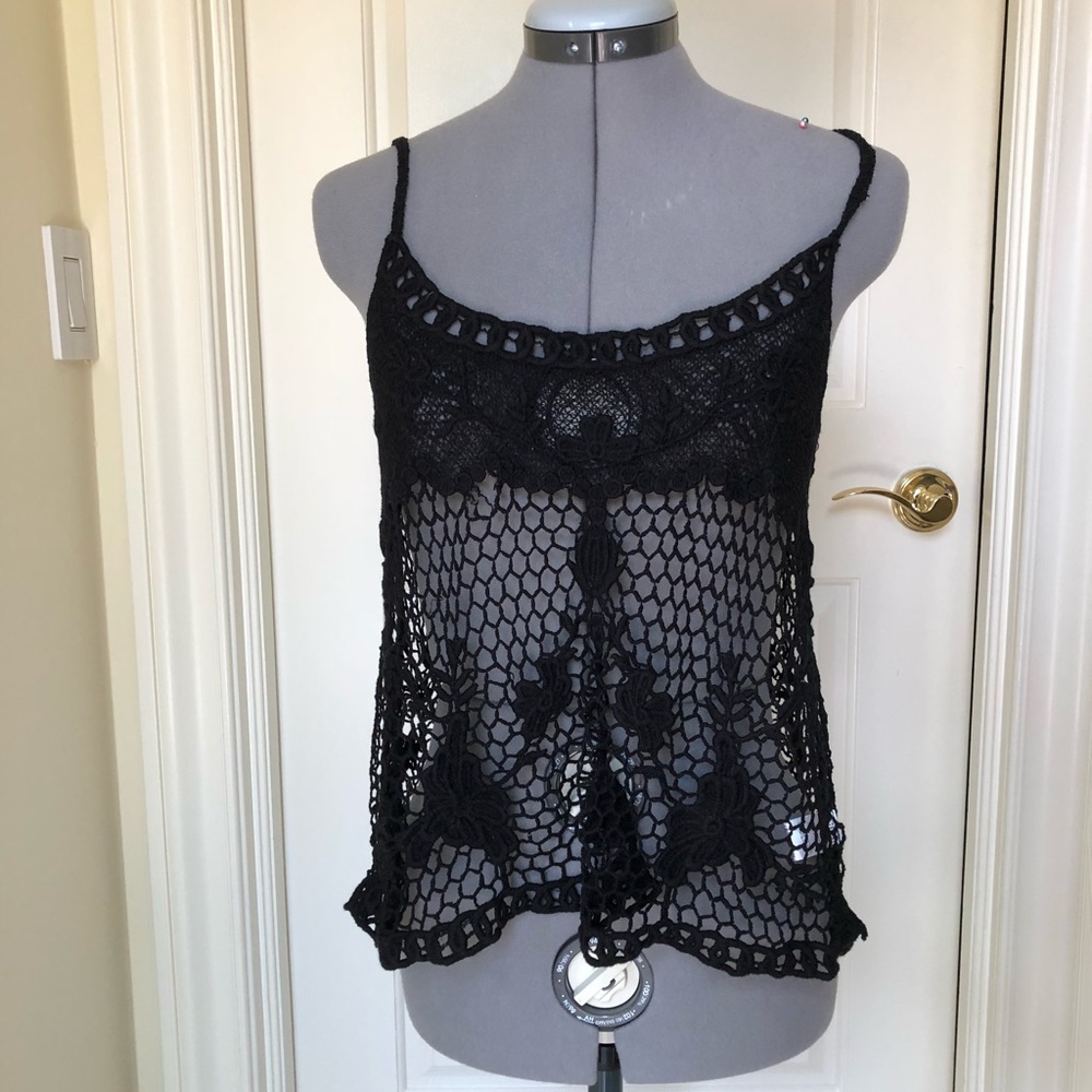 Black Crochet Tank Top NWOT